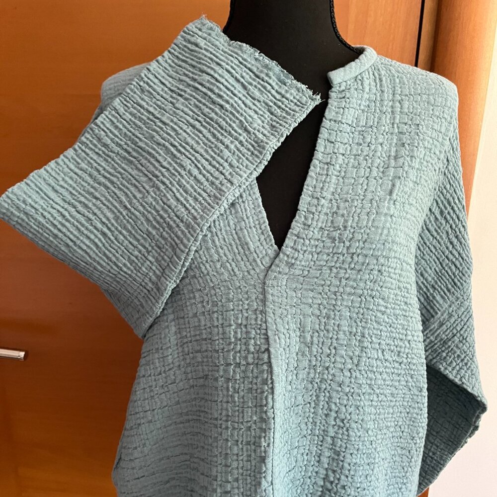 Zara Puckered Cotton Gauze Relaxed Oversized Tunic Style Top Size XS NWT - Picture 2 of 4